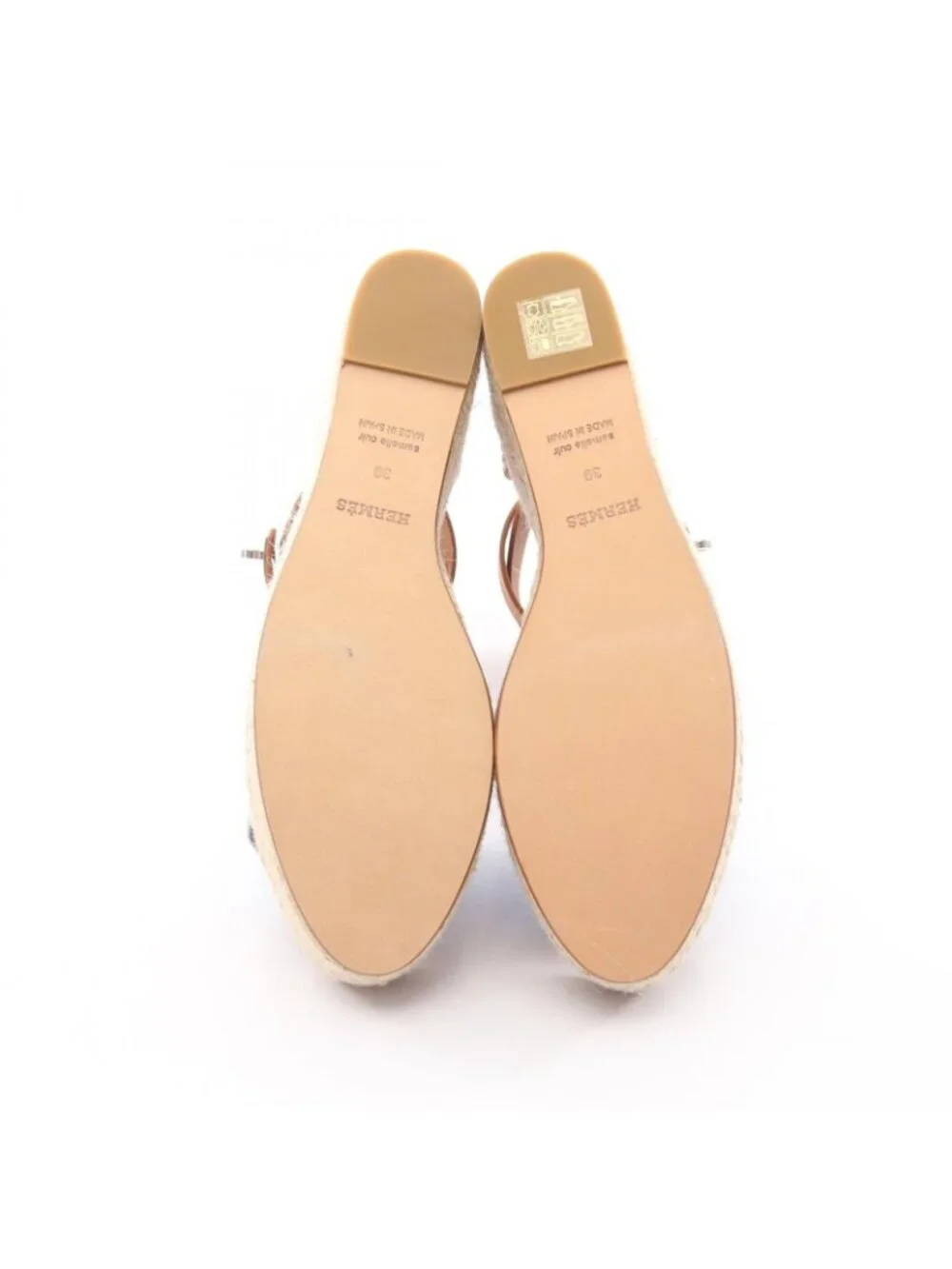 Hermes Sandals Tipoli Espadrilles Wedge Sole Denim Leather Shoes